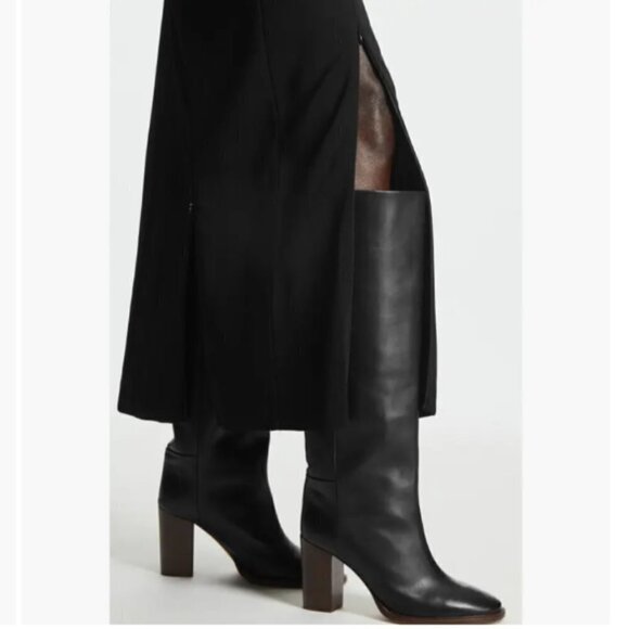 COS Knee Black Leather Foldover Slouchy Thigh-Highs Boots Size 41 USA 11